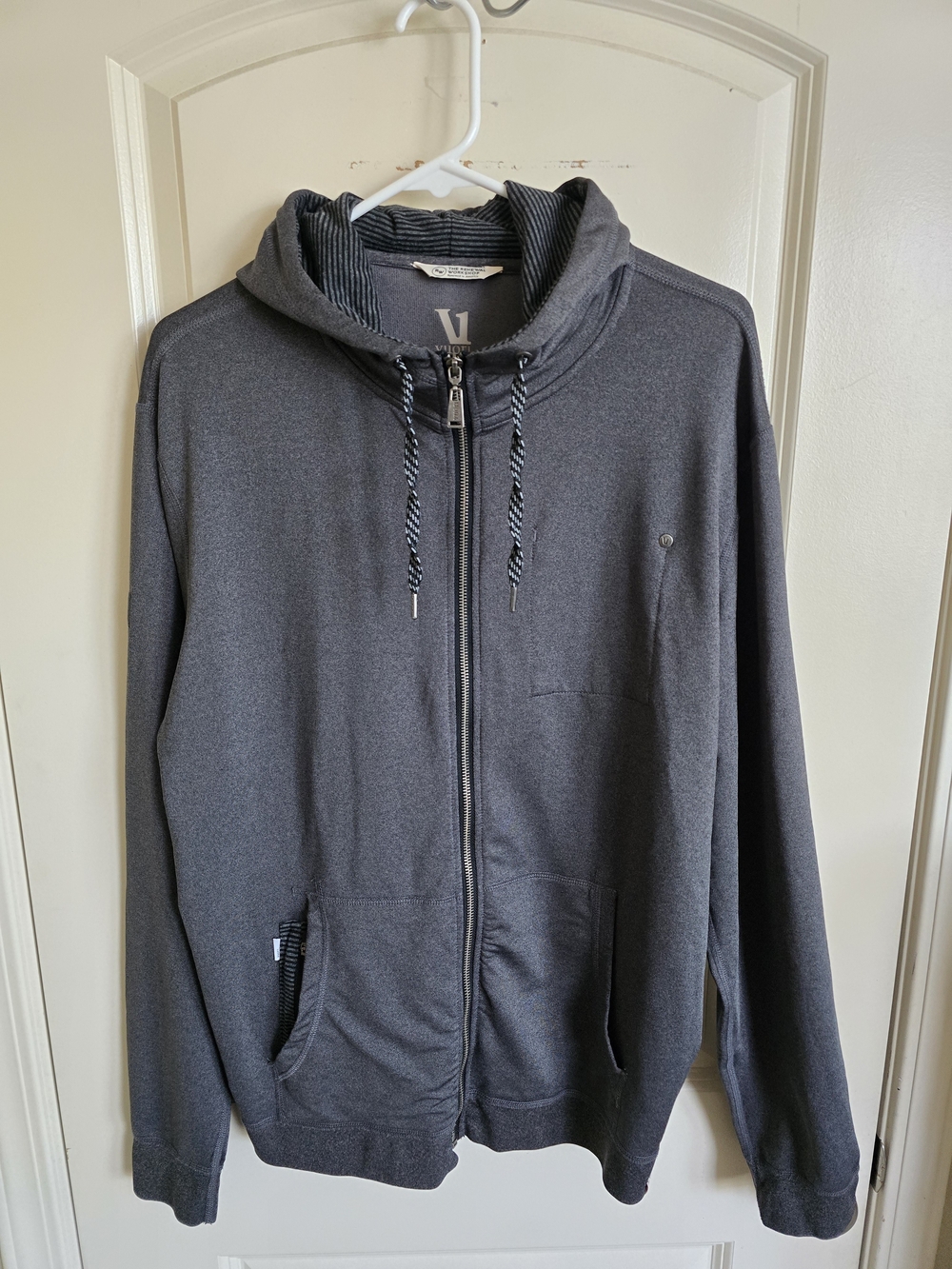 Vuori Men’s Charcoal Zip-Up Hooded Sweater